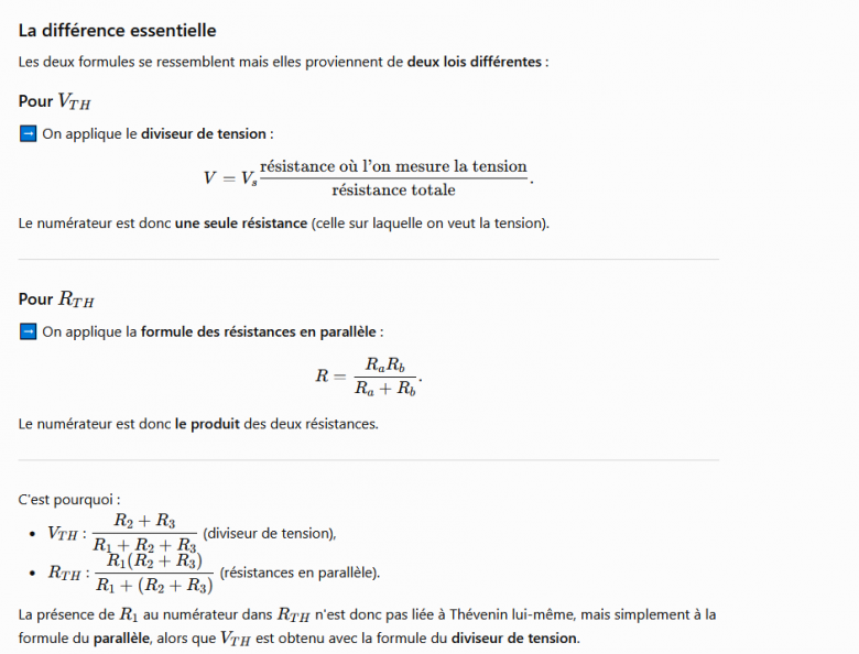 thévenin R1 manque t il au numérateur